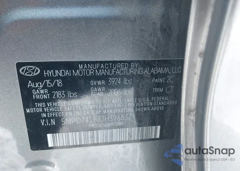 2018 Hyundai Elantra Se из США, поврежденный, VIN 5NPD74LF3JH396837